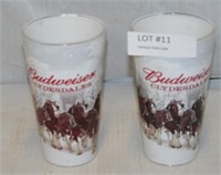 PAIR OF BUDWEISER CLYDESDALES DRINKING GLASSES