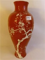 Asian Floor Vase w/Hand Painted Decoration-18.5"T