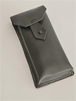 VTG GREY LEATHER AMMO POUCH -GREAT SHAPE FOR AGE
