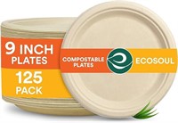 ECO SOUL 100% Compostable 9 Inch Paper Plates