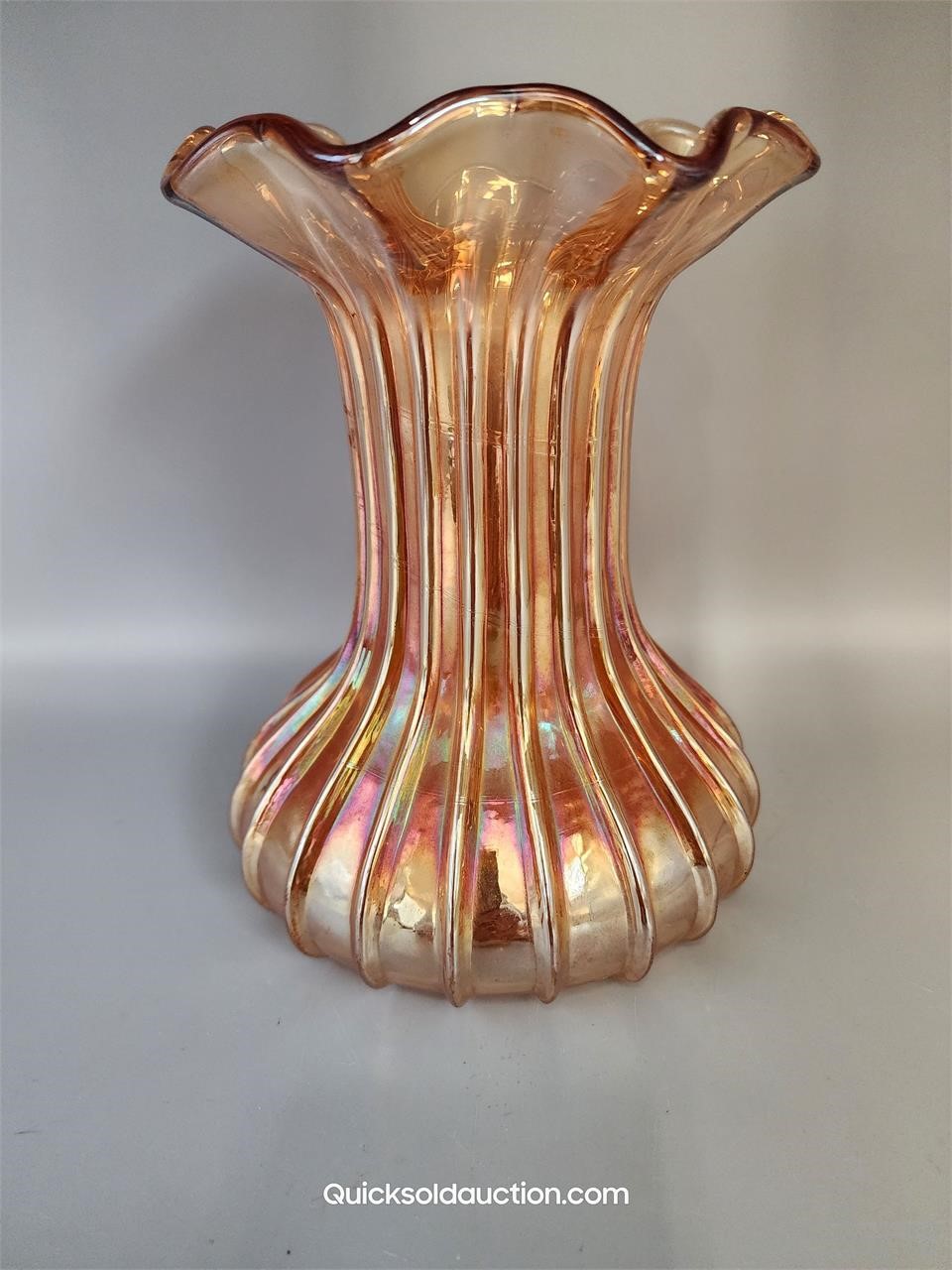 Carnival Rare Fenton 1909 Oriental Shape Ribbed Va