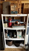 Plastic Shelving Unit With Misc Items