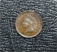 1903 US Indian Cent AU58