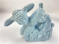 Vtg Blue Ceramic Lamb Planter