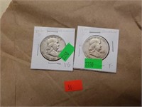 Lot of 1949 S & 1952 D Silver Franklin Half Dollar