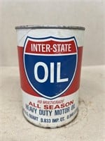 INTER STATE motor oil paper advertising can with