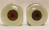 Galliano Ferro Murano Art Glass Pin Wheel Bookends