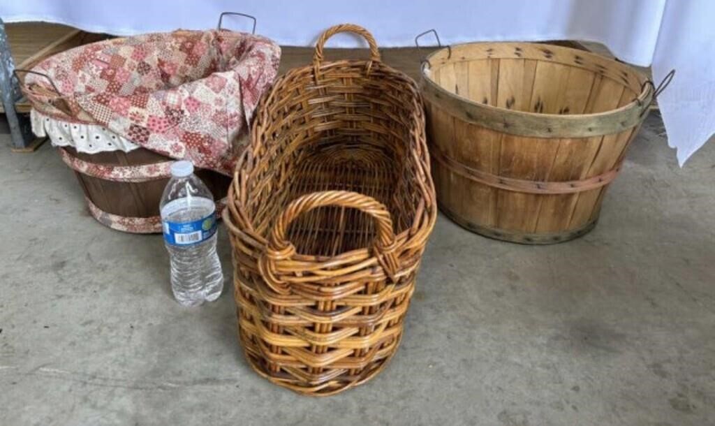 2 Vintage Harvest baskets, 1-Long Basket