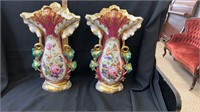 Stunning pair of Old Paris vases 18 inches tall
