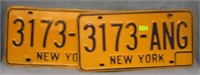 Pair of vintage NY license plates