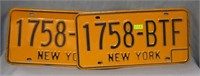 Pair of vintage NY license plates