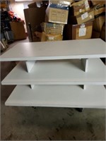 White 3 tier shelving on wheels