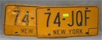 Pair of vintage NY license plates