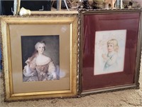 VTG Framed Art - Victorian Woman & Child