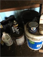 partial cans of grease & oil
