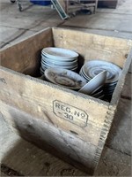 Wooden Crate of Antique Saucers, Great for Plants