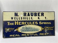 Tin Sign “ The Hercules Bed Spring “ N. Rauber.