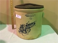 4 GALLONG NEW YORK STONEWARE CROCK WITH LID