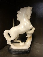 Natural white stone horse statue As Is