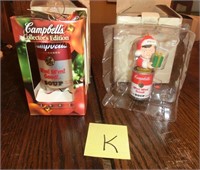 K- 2 Campbells Soup ornaments w/boxes