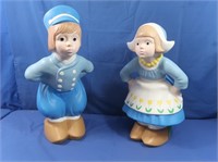 Ceramic Dutch Boy & Girl Statues