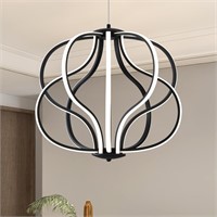 With Light Forward Modern LED Chandelier,Black Adj