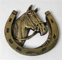 Solid Brass Horse Head Horseshoe Doorknocker A