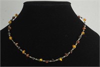 STERLING  WIRE  WITH CRYSTAL BEADED NECKLACE