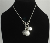 16'' SILVER TONE CHARM KEEPER NECKLACE
