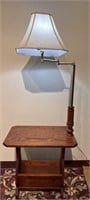 Oak Side Table w/ Swivel Head Lamp