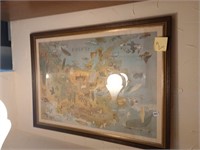 Great larger framed Alaska map. Approx 31 by 43