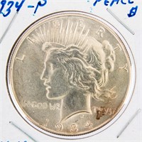 Coin 1934-P Peace Silver Dollar Unc. Nice Coin!