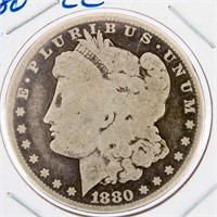 Coin 1880 CC Morgan Silver Dollar AG Rare!