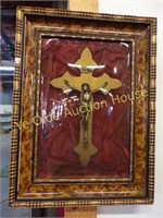Framed Crucifix Under Convex Glass