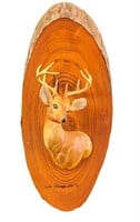 Vintage Lake George New York Souvenir Deer On Wood