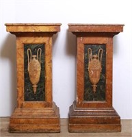 Italian Neoclassical Faux Marble Pedestals, Pair