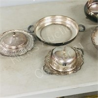 assorted silverplate items