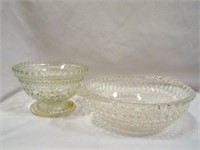Clear Glass Anchor Hocking Footed Bowl &