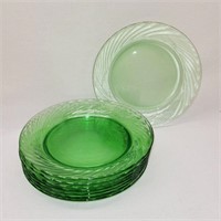 8 x PYREX Festiva Green Glass Swirl Salad Plates