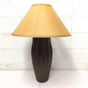 Brown table lamp with cone shade works no bulb