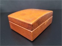 Vintage Leather Wrapped Wood Jewelry Case