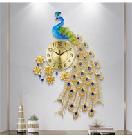 Large metal Peacock Wall Clock battery operated