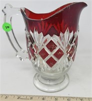 Ruby Red flash glass pitcher