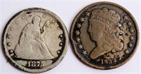 Coin Twenty Cent & Half Cent Type Coins