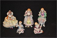 5pcs Bone China Victorian Lace Figurines