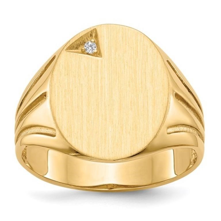 14 Kt Diamond Men's Signet Ring