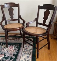 Pair of Cane Seat Chairs