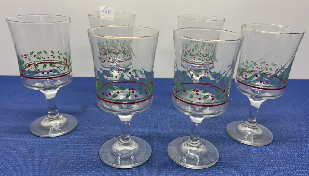 Holly Berry Glasses , 6 Pcs