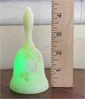 Fenton Uranium Glass Handpainted Signed Bell
