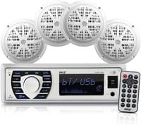 Pyle Marine Radio Set  4 Speakers (White)